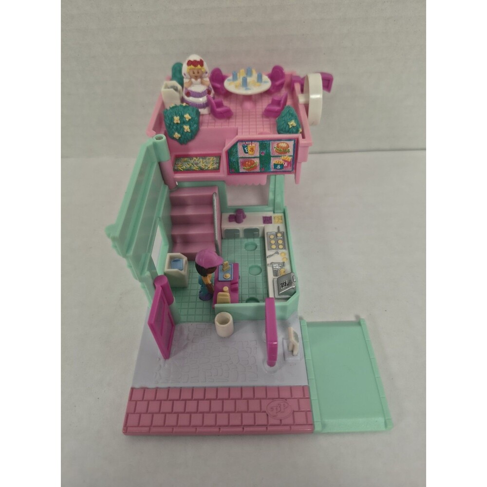 Vintage Polly Pocket Drive-Thru Burger Stand Playset 1994 With Two Figures Retro